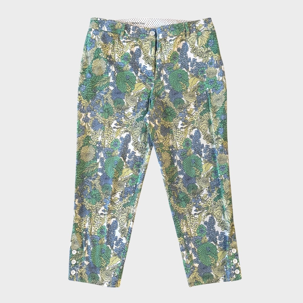 Talbots Perfect Crop Floral Botanical Print Pants Womens 12 Tropical Resort